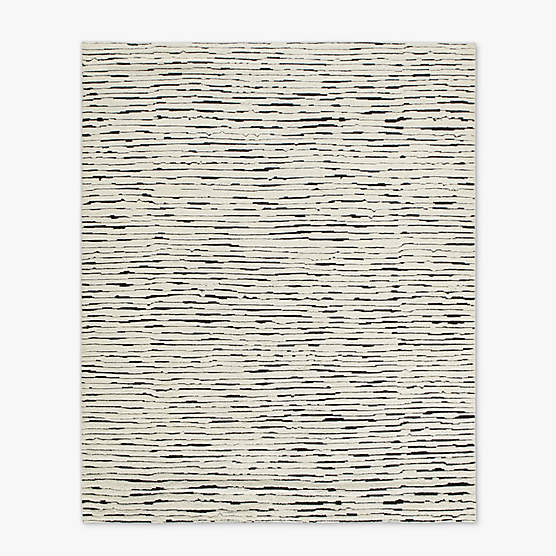 Levit Hand-Knotted Black and Ivory New Zealand Wool Area Rug 12'x15'