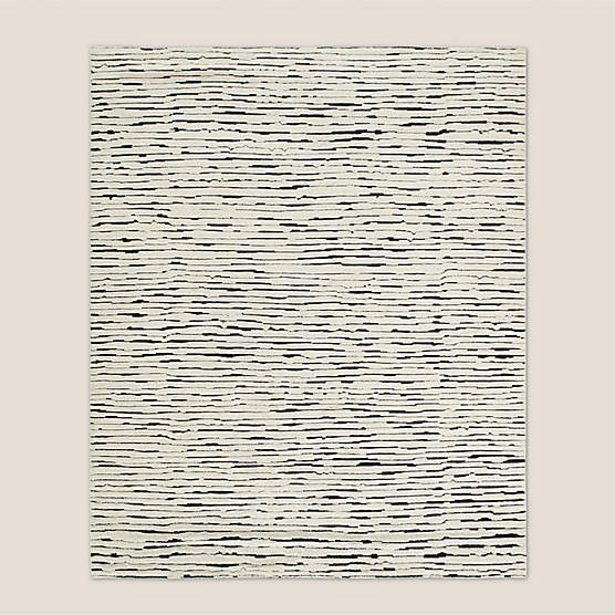 Levit Hand-Knotted Black and White New Zealand Wool Area Rug 9'x12'