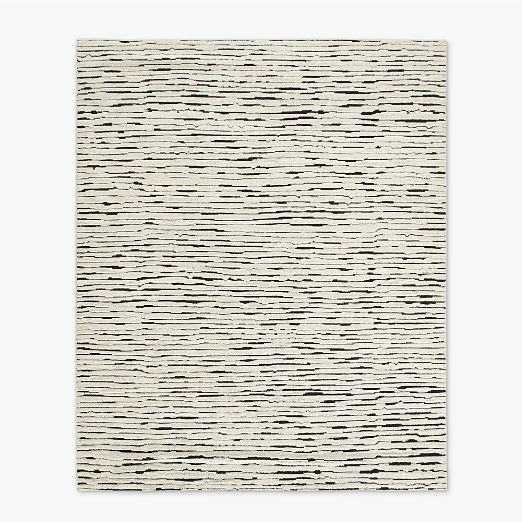 Levit Hand-Knotted Black and White New Zealand Wool Area Rug 8'x10'