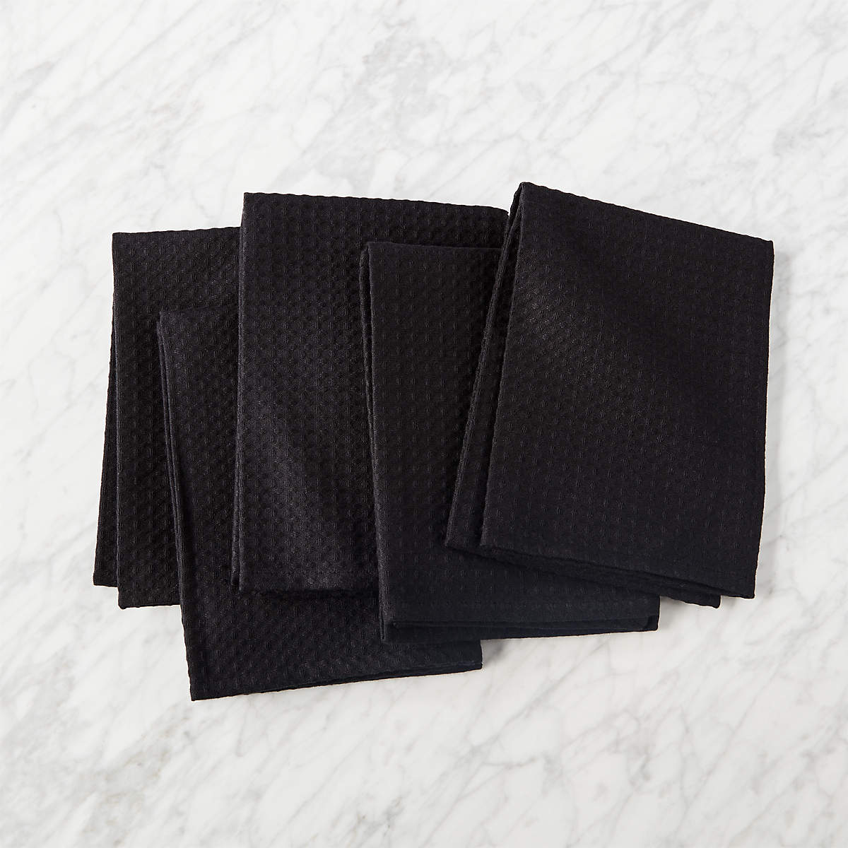 Black Waffle Weave Dish Towels Set of 5 | CB2