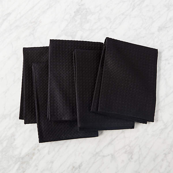 Black Waffle Weave Dish Towels Set of 5