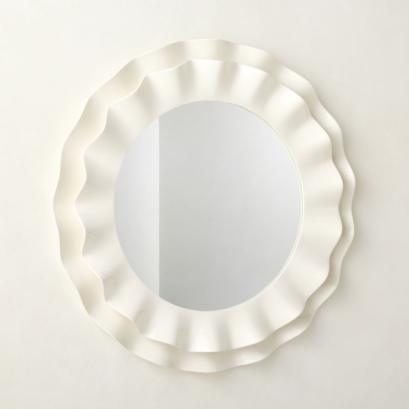 Leighton White High-Gloss Resin Round Wall Mirror 44" - image 4 of 5
