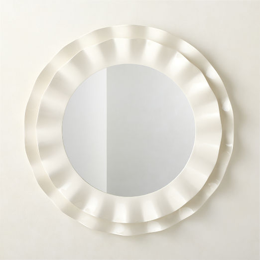 Leighton White High-Gloss Resin Round Wall Mirror 44"