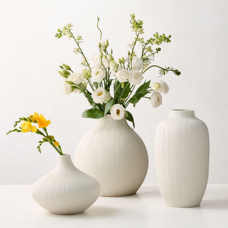 Liana Warm White Fluted Porcelain Vase Small - image 3 of 4