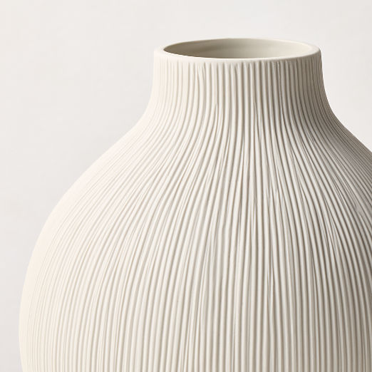 Liana Warm White Fluted Porcelain Vase Medium