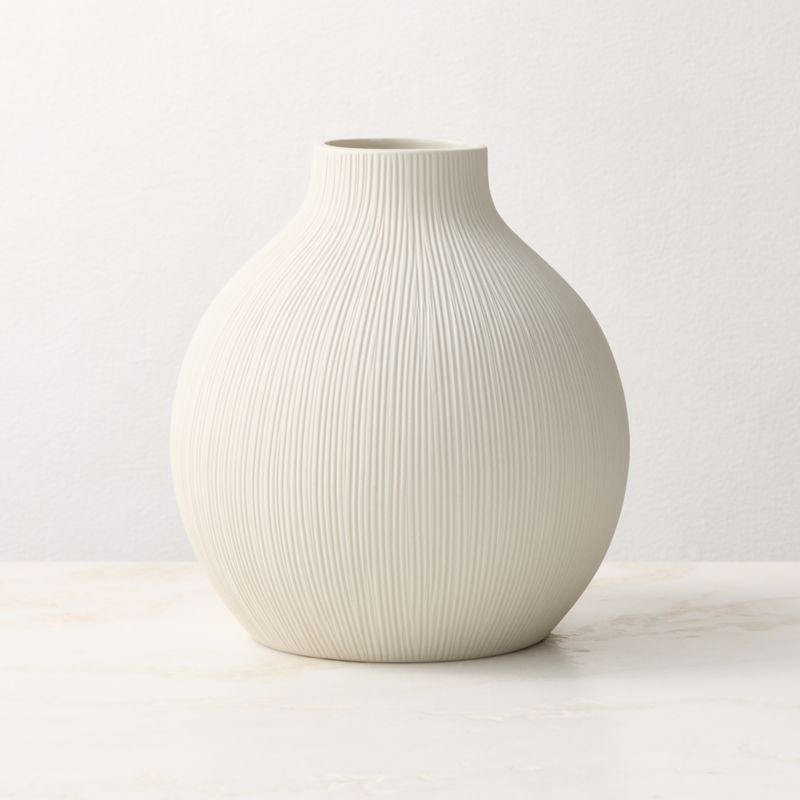 Liana Warm White Fluted Porcelain Vase Medium - image 2 of 4