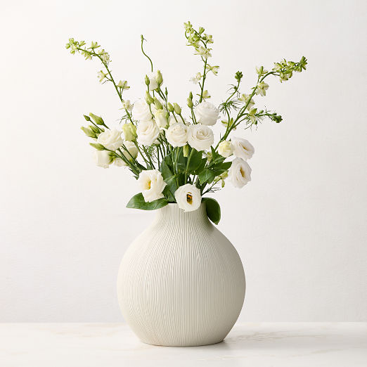 Liana Warm White Fluted Porcelain Vase Medium
