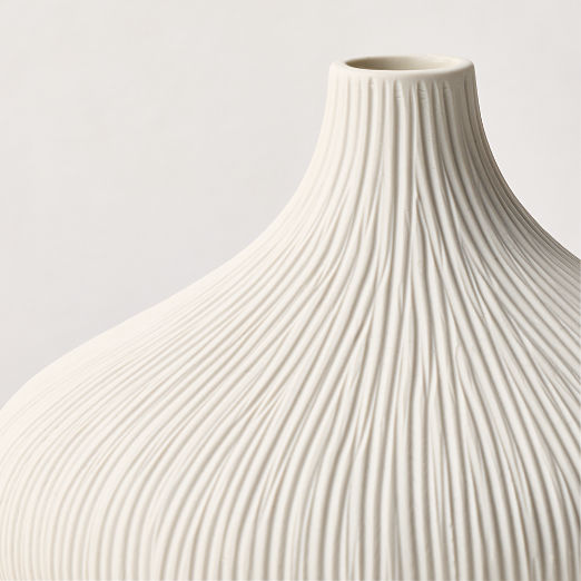 Liana Warm White Fluted Porcelain Vase Small