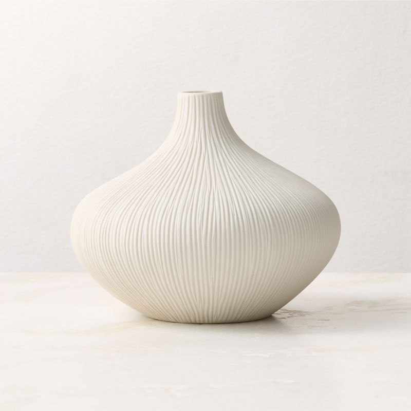 Liana Warm White Fluted Porcelain Vase Small - image 2 of 4