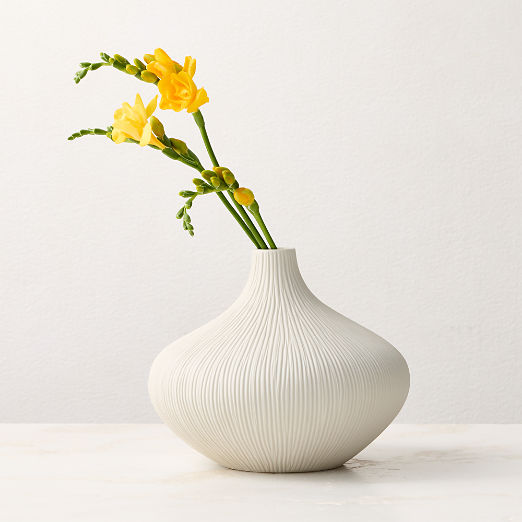 Liana Warm White Fluted Porcelain Vase Small