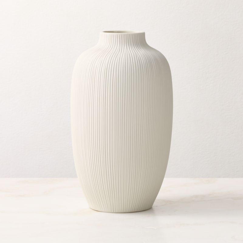 Liana Warm White Fluted Porcelain Vase Tall - image 3 of 5