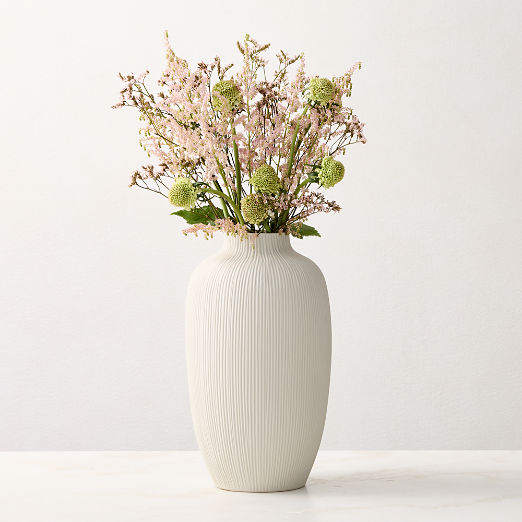 Liana Warm White Fluted Porcelain Vase Tall