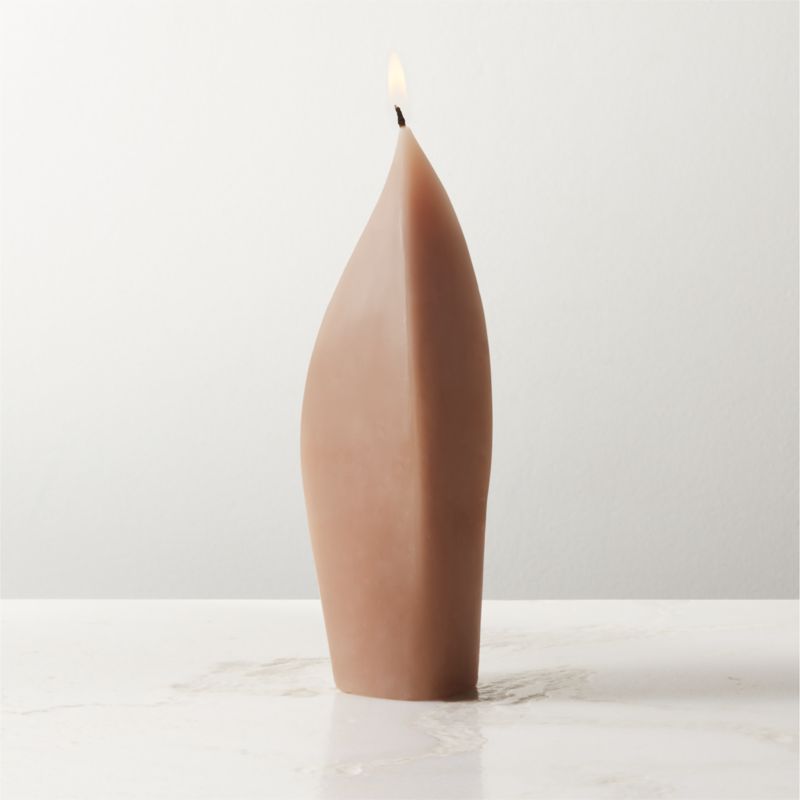 Light Brown Curved Pillar Candle 7.5" - image 0 of 6