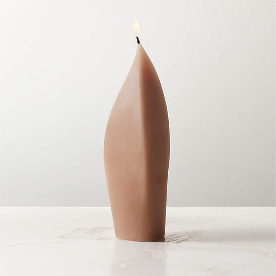 Light Brown Curved Pillar Candle 7.5"