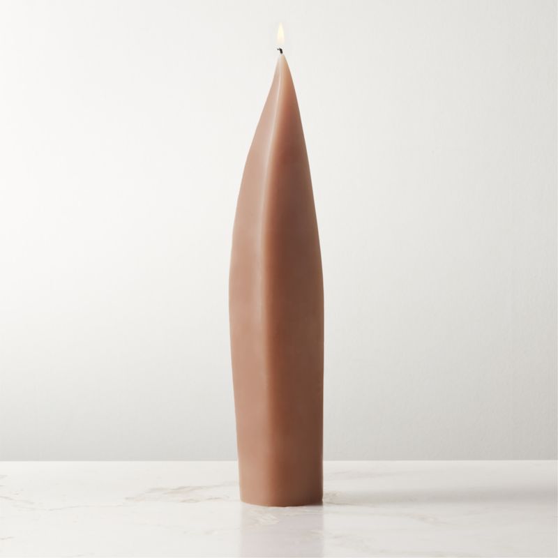 Light Brown Curved Pillar Candle 12" - image 0 of 6