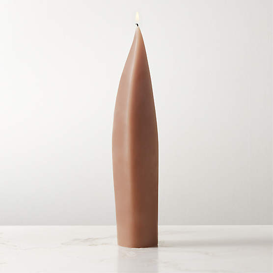 Light Brown Curved Pillar Candle 12"