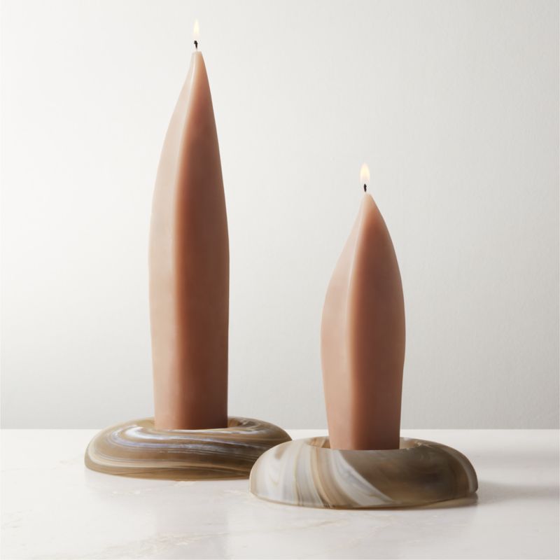 Light Brown Curved Pillar Candle 7.5" - image 3 of 6