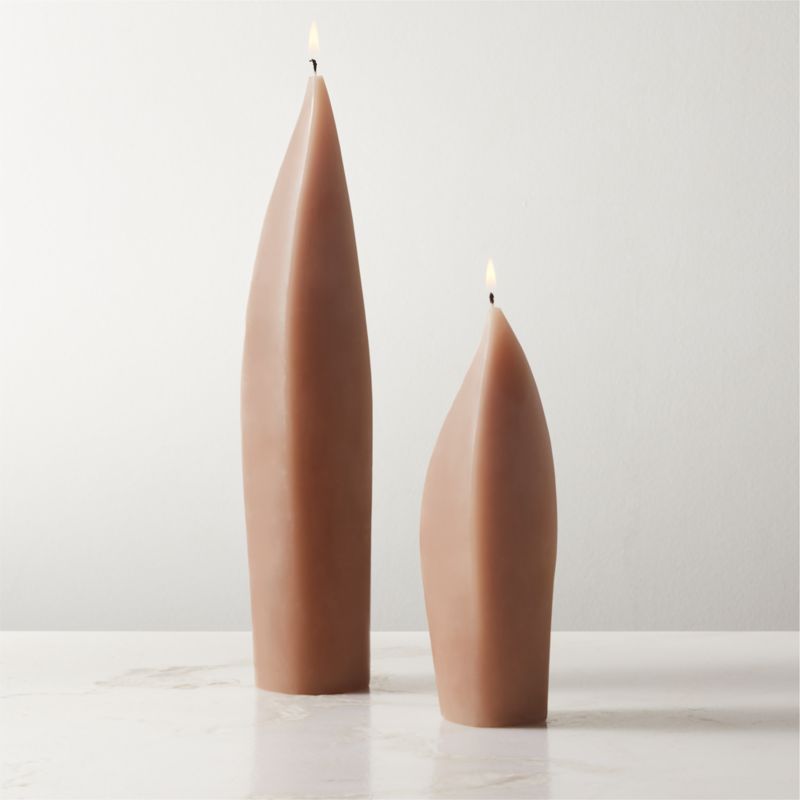 Light Brown Curved Pillar Candle 7.5" - image 1 of 6