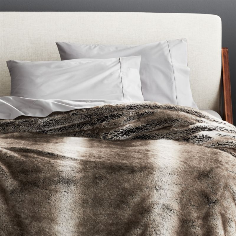 Light Grey Faux Fur Blanket Cb2