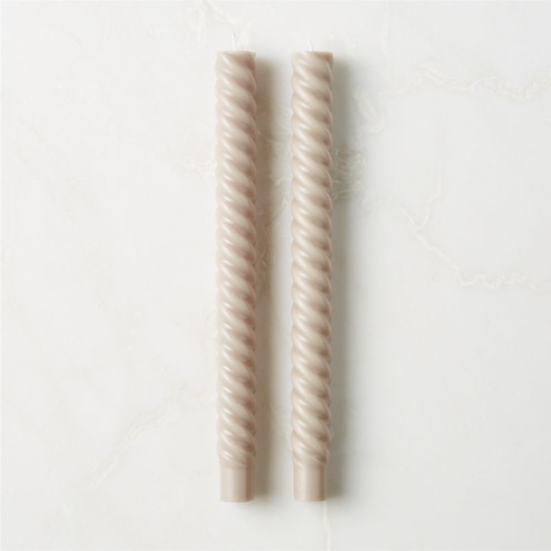 Light Grey Twisted Taper Candles Set of 2 | CB2