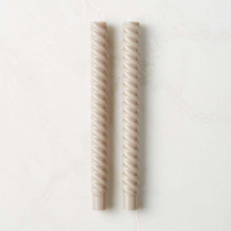 View Light Grey Twisted Taper Candles Set of 2 details