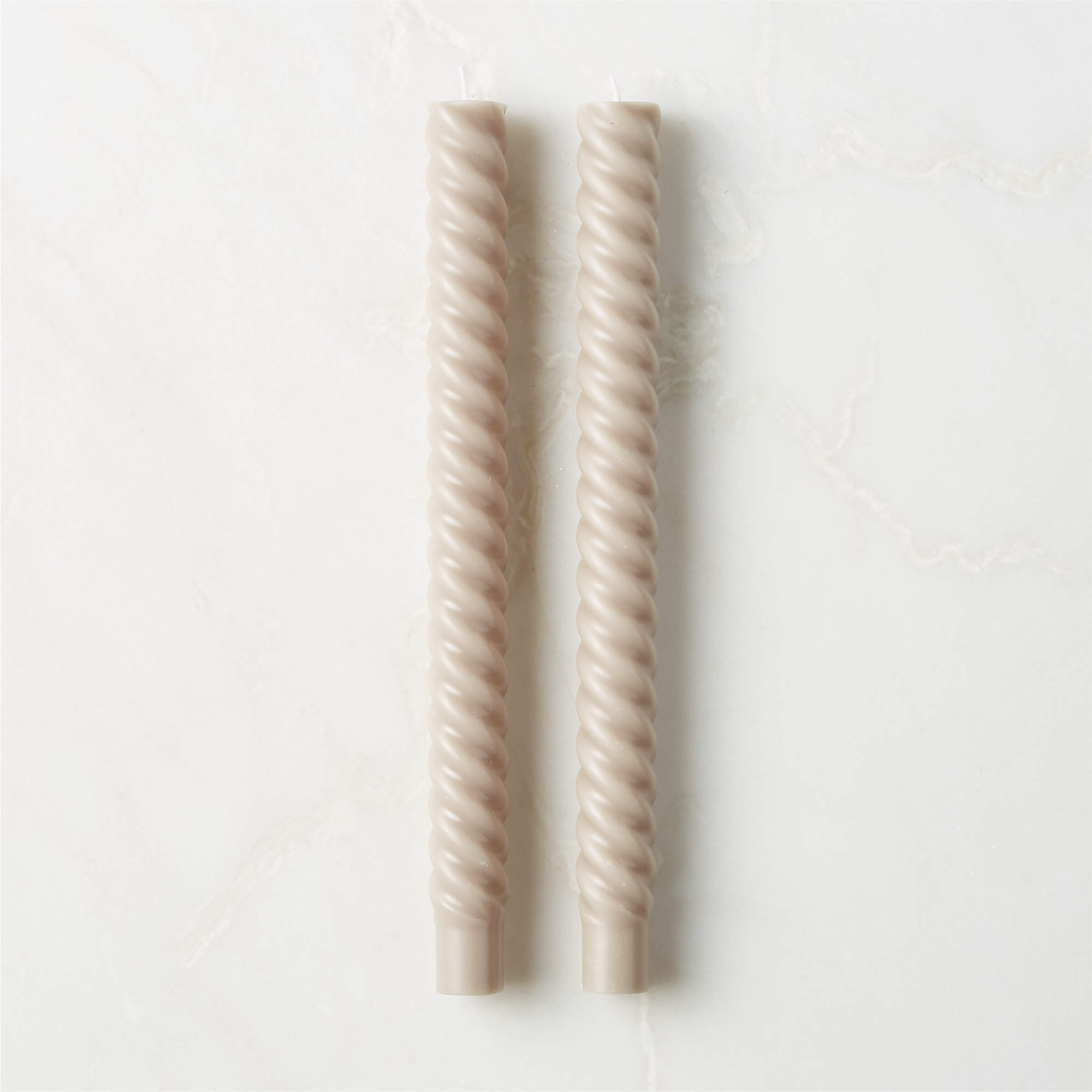 Light Grey Twisted Taper Candles Set of 2 + Reviews CB2