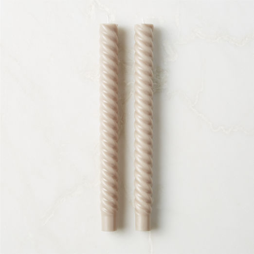 Light Grey Twisted Taper Candles Set of 2