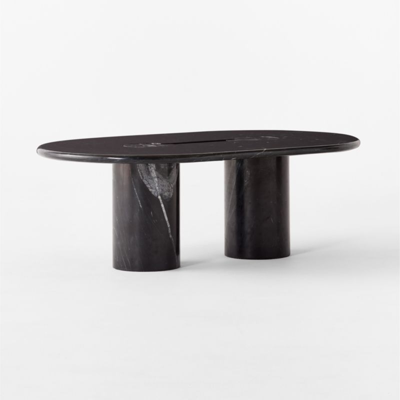 Liguria Oval Black Marble Coffee Table with Black Marble Base by Gianfranco Frattini - image 7 of 11