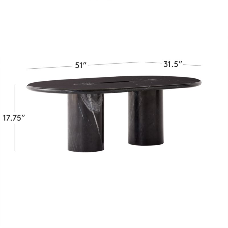 View Liguria Oval Black Marble Coffee Table with Black Marble Base by Gianfranco Frattini - image 3 of 11