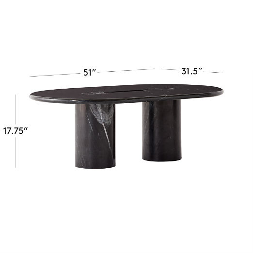 Liguria Oval Black Marble Coffee Table with Black Marble Base by Gianfranco Frattini