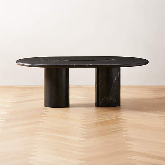 Liguria Oval Black Marble Coffee Table with Black Marble Base by Gianfranco Frattini