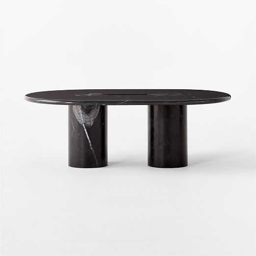 Liguria Oval Black Marble Coffee Table with Black Marble Base by Gianfranco Frattini