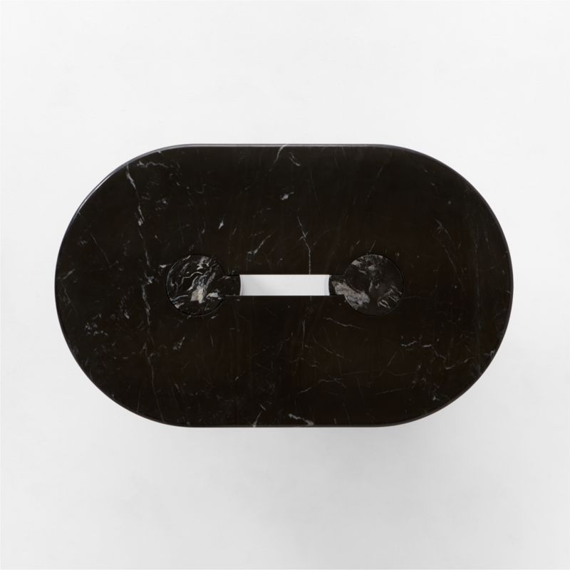 Liguria Oval Black Marble Coffee Table with Black Marble Base by Gianfranco Frattini - image 10 of 11