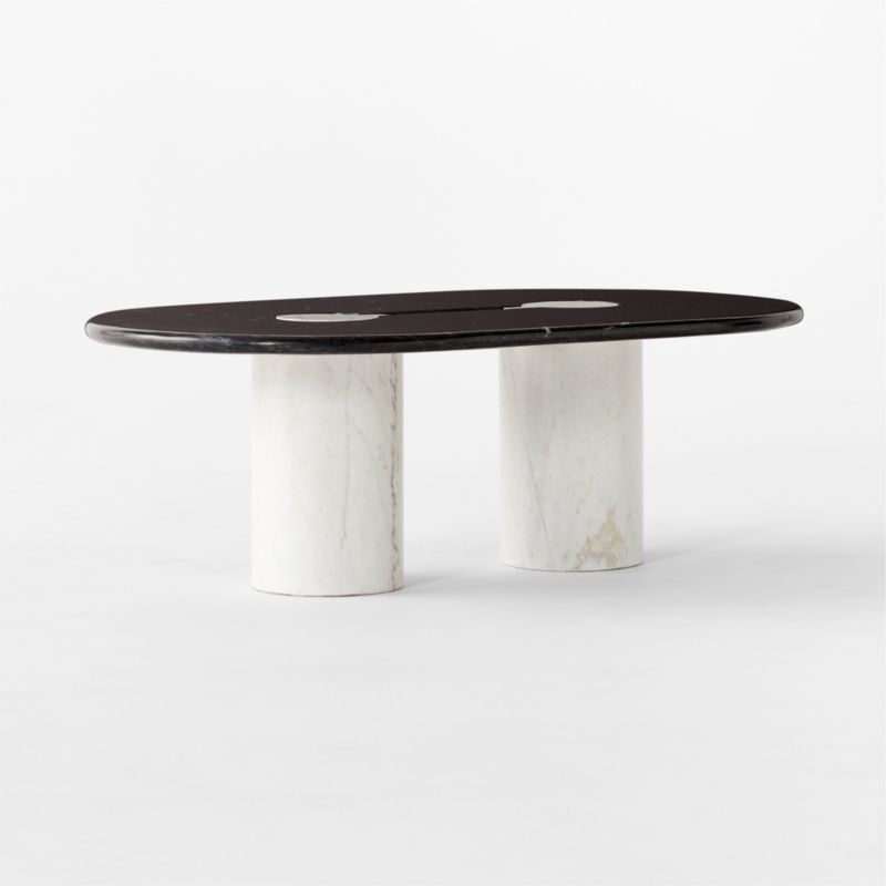 Liguria Oval Black Marble Coffee Table with White Marble Base by Gianfranco Frattini - image 5 of 9