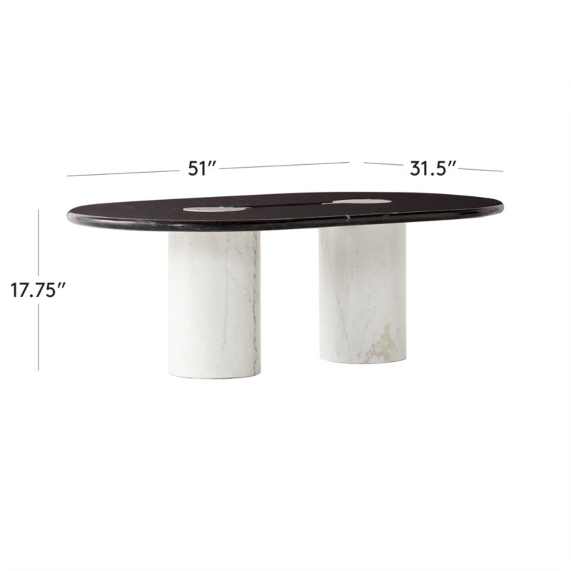 View Liguria Oval Black Marble Coffee Table with White Marble Base by Gianfranco Frattini - image 3 of 9