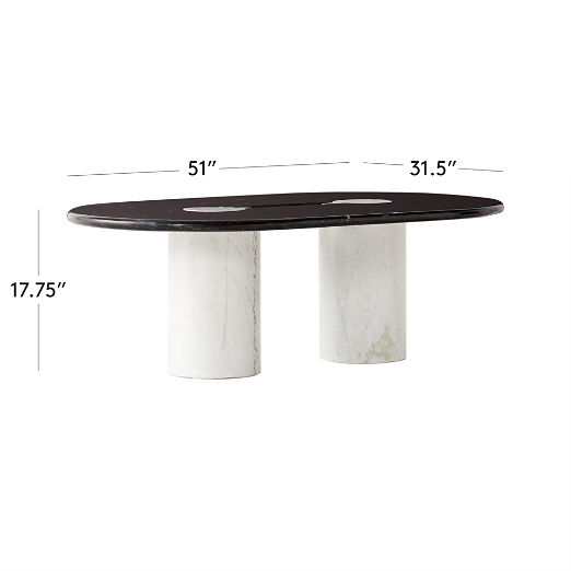 Liguria Oval Black Marble Coffee Table with White Marble Base by Gianfranco Frattini