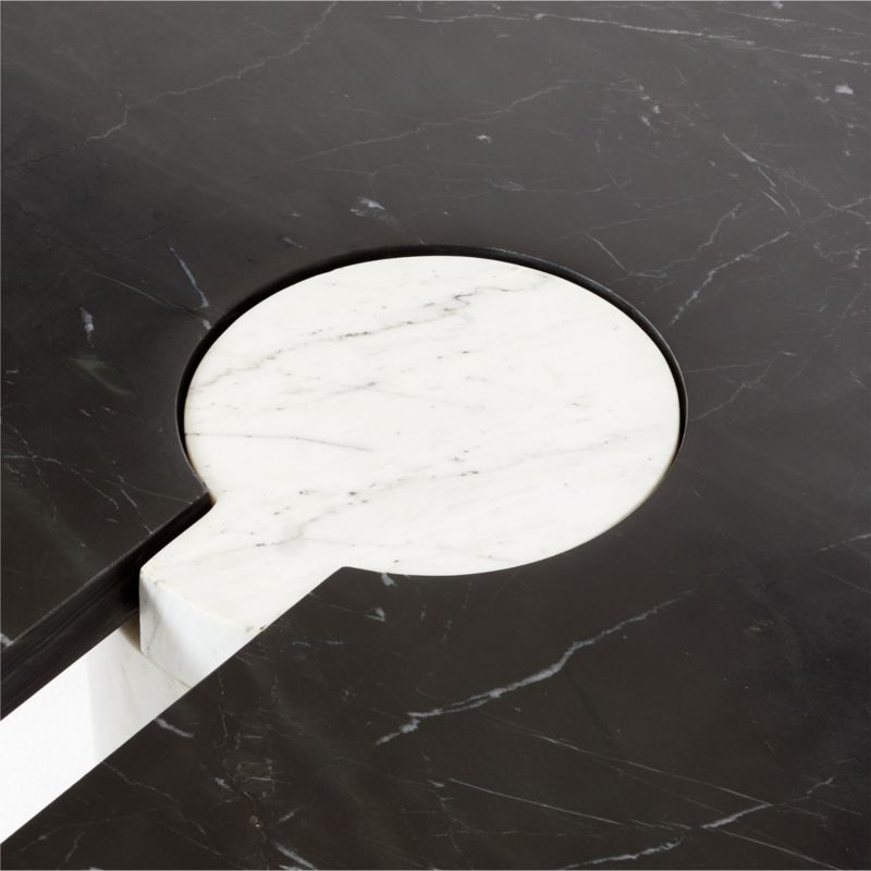 Liguria Oval Black Marble Coffee Table with White Marble Base by Gianfranco Frattini - image 7 of 9