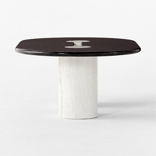 Liguria Oval Black Marble Coffee Table with White Marble Base by Gianfranco Frattini