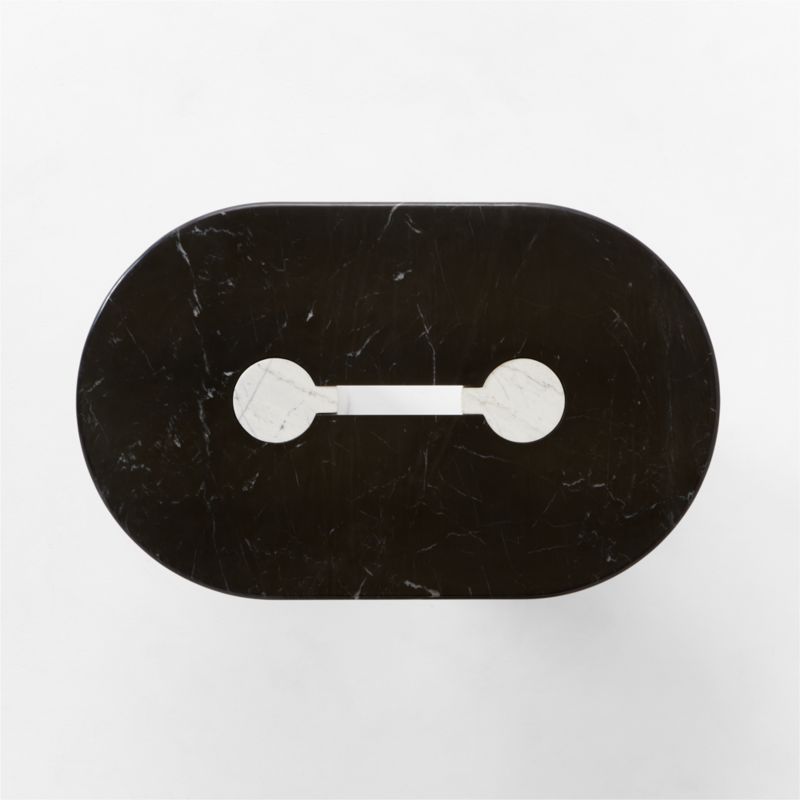 Liguria Oval Black Marble Coffee Table with White Marble Base by Gianfranco Frattini - image 8 of 9