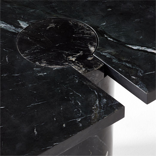 Liguria Rounded Black Marble Side Table with Black Marble Base by Gianfranco Frattini