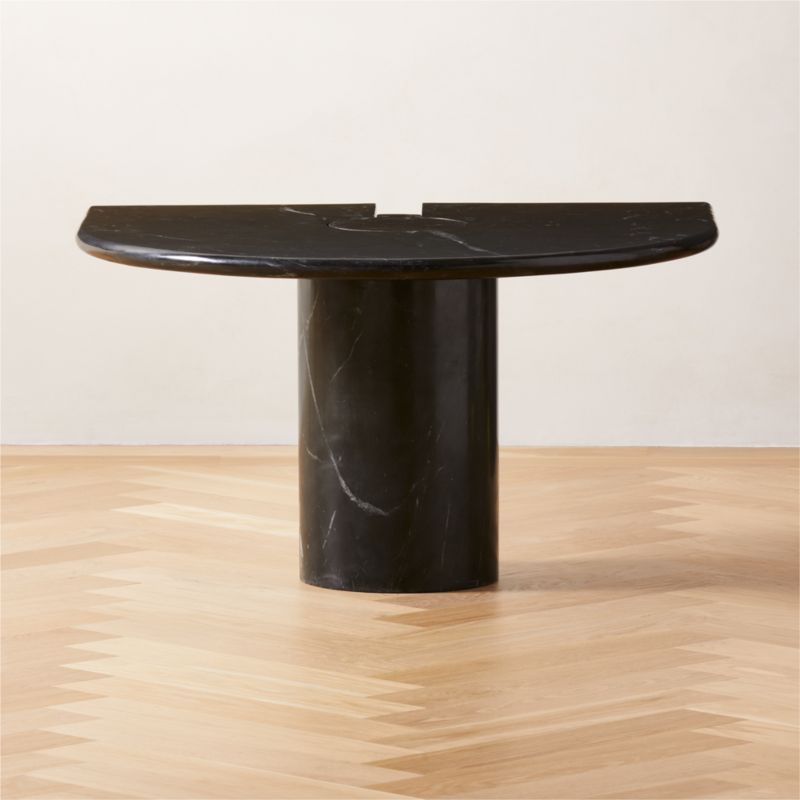 Liguria Rounded Black Marble Side Table with Black Marble Base by Gianfranco Frattini - image 0 of 11