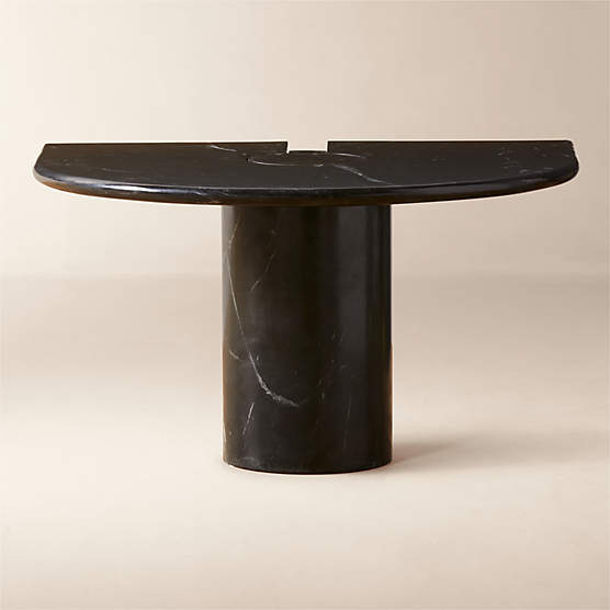 Liguria Rounded Black Marble Side Table with Black Marble Base by Gianfranco Frattini