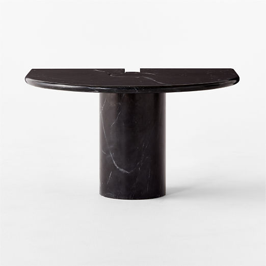 Liguria Rounded Black Marble Side Table with Black Marble Base by Gianfranco Frattini