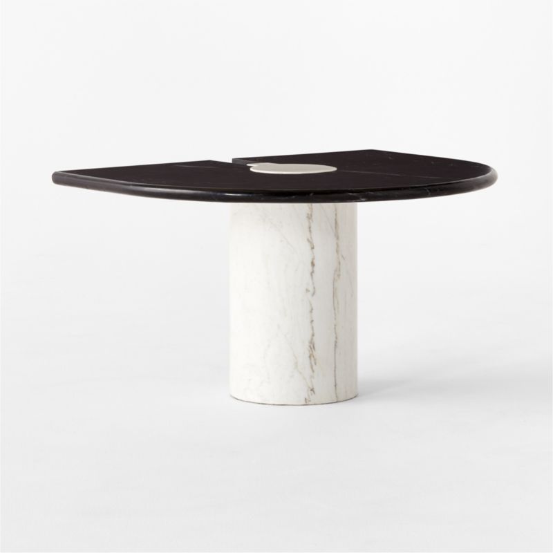 Liguria Rounded Black Marble Side Table with White Marble Base by Gianfranco Frattini - image 6 of 11