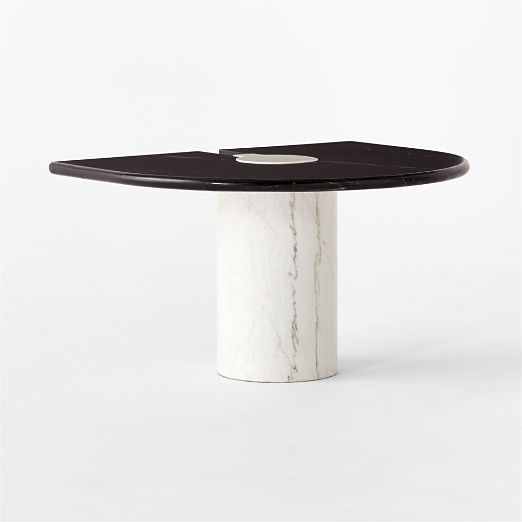 Liguria Rounded Black Marble Side Table with White Marble Base by Gianfranco Frattini