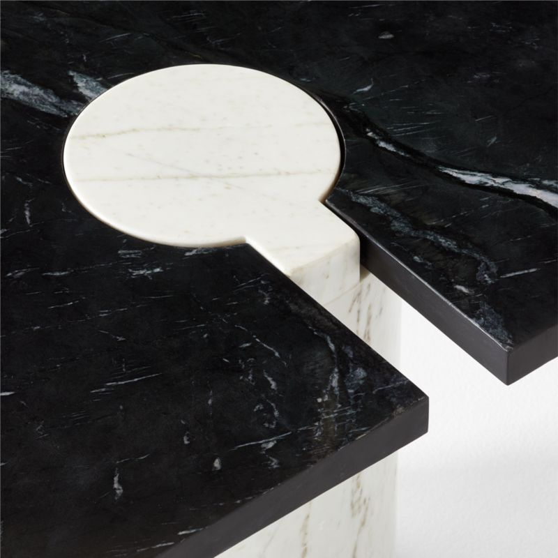 Liguria Rounded Black Marble Side Table with White Marble Base by Gianfranco Frattini - image 9 of 11