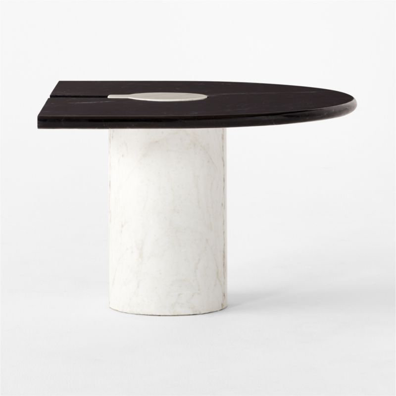 Liguria Rounded Black Marble Side Table with White Marble Base by Gianfranco Frattini - image 7 of 11