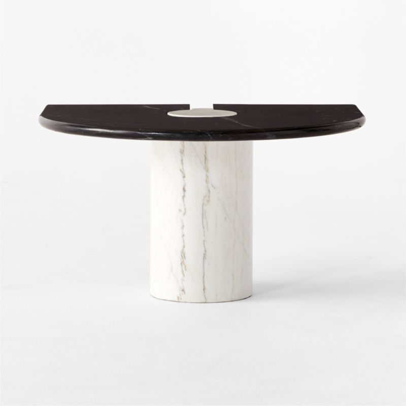 Liguria Rounded Black Marble Side Table with White Marble Base by Gianfranco Frattini - image 5 of 11