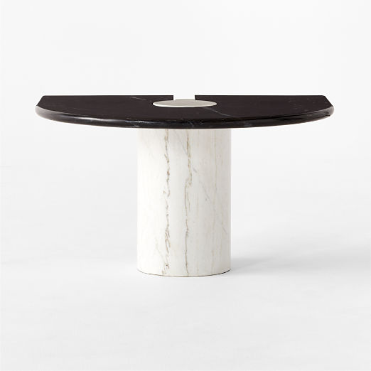 Liguria Rounded Black Marble Side Table with White Marble Base by Gianfranco Frattini