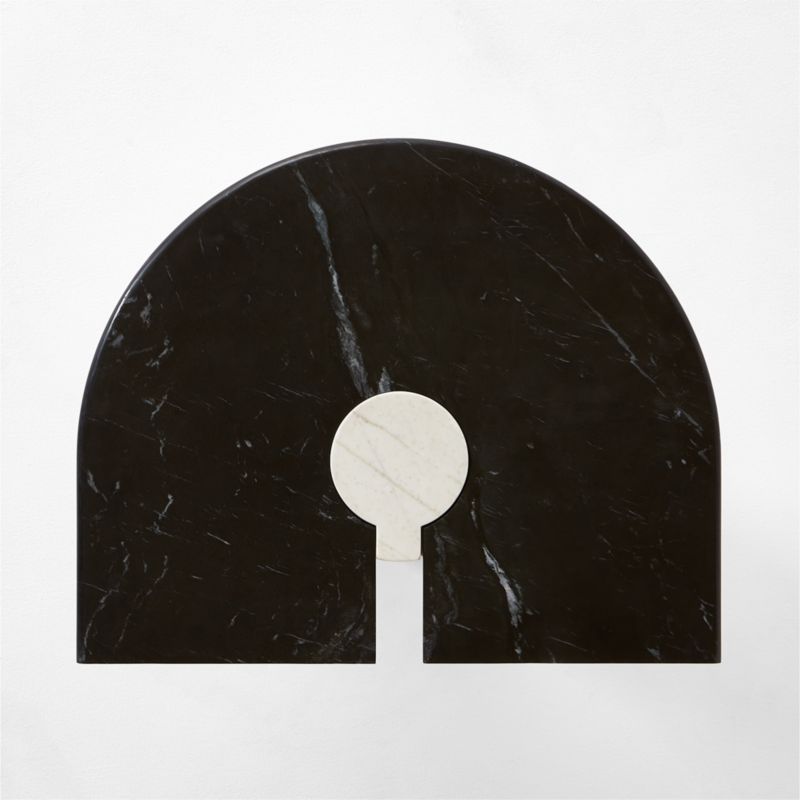 Liguria Rounded Black Marble Side Table with White Marble Base by Gianfranco Frattini - image 10 of 11